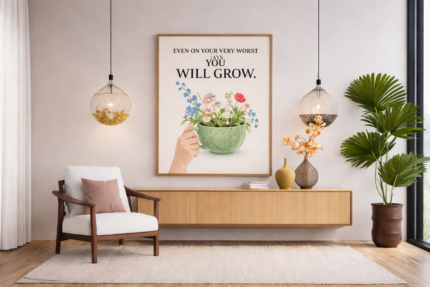 Even on Your Worst Days You Will Grow Quote, Floral Inspirational Gift
