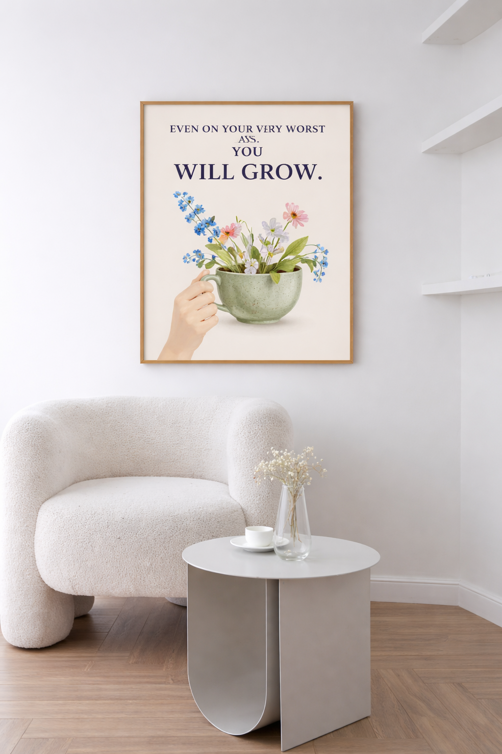 Even on Your Worst Days You Will Grow Quote, Floral Inspirational Gift