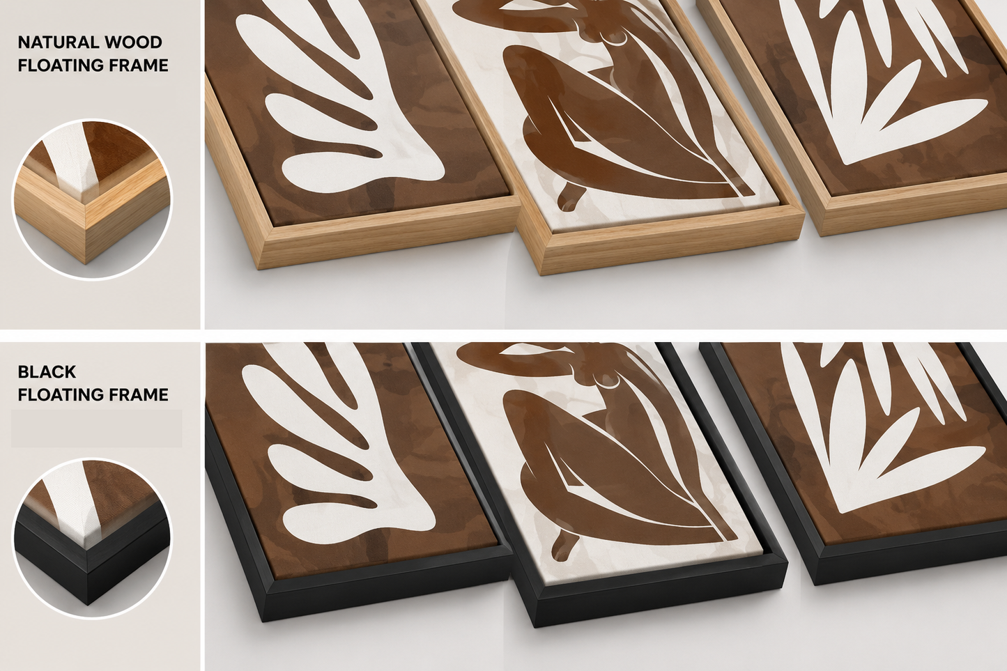 Brown Nude Palm Collection – Set of 3 Henri Matisse Inspired Wall Art