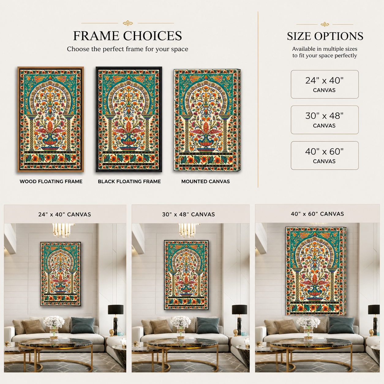 Isfahan Persian Canvas Wall Art – Traditional Floral Islamic Decor