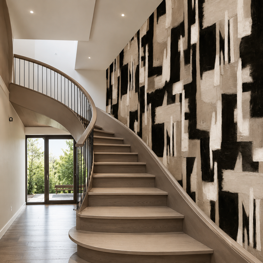 Abstract Geometry Wallpaper – Soft Taupe Neutral