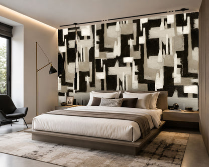 Abstract Geometry Wallpaper – Soft Taupe Neutral
