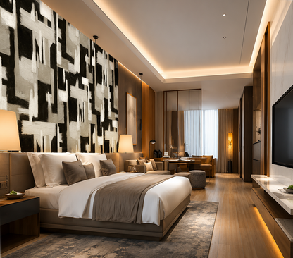 Abstract Geometry Wallpaper – Soft Taupe Neutral