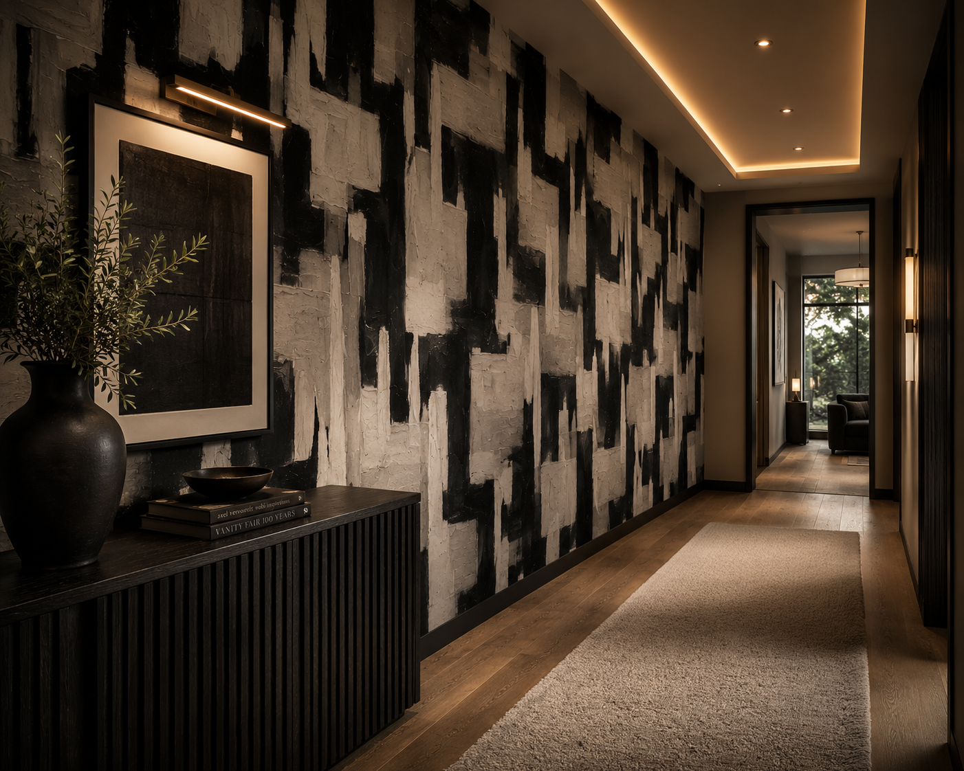 Modern Abstract Geometric Wallpaper Mural - Black & Gray
