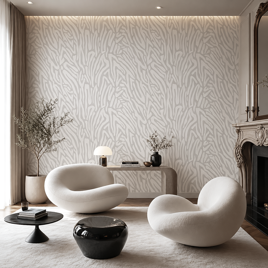 Zebra Flow Wallpaper – Premium Neutral Abstract Wall Mural