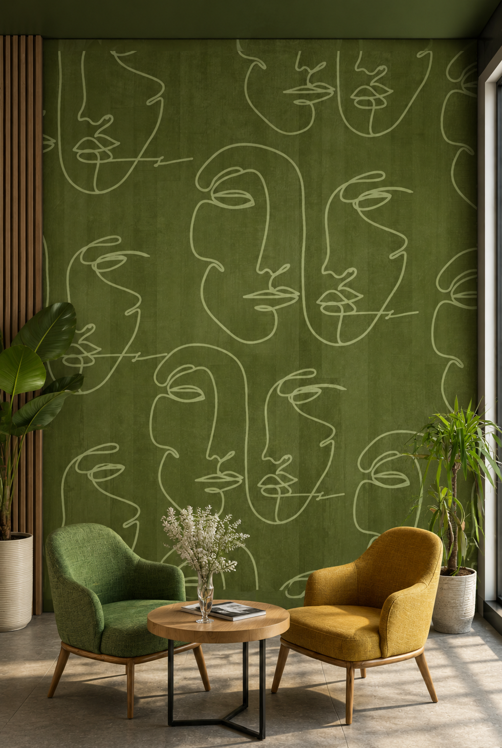 Abstract Muse – Modern Face Line Art Wallpaper Mural