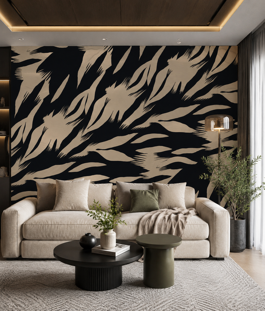 Wings of Freedom – Luxury Abstract Black & Beige Wallpaper Mural