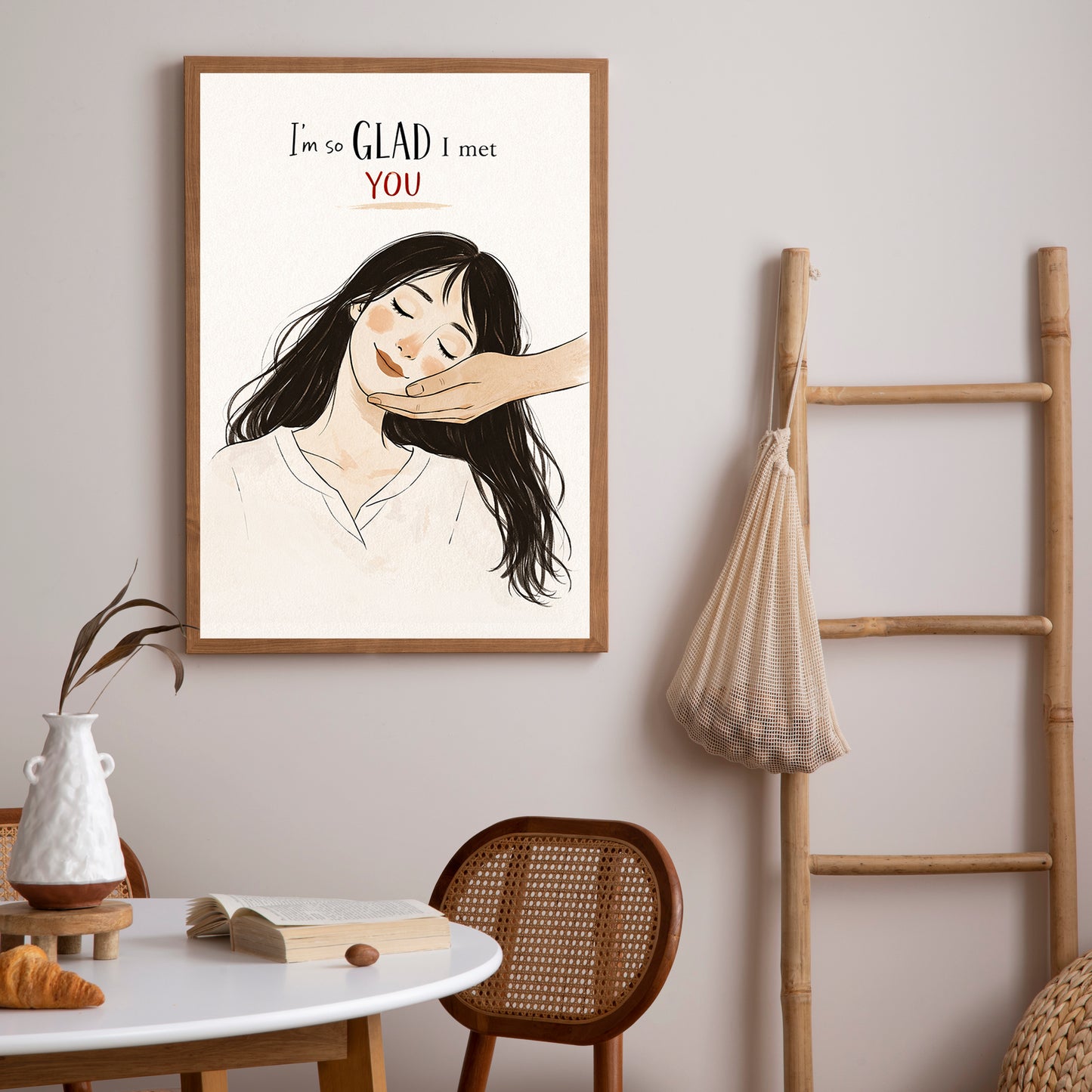 I’m So GLAD I Met You Wall Art | Romantic Love Quote Print | Minimal Wall Art