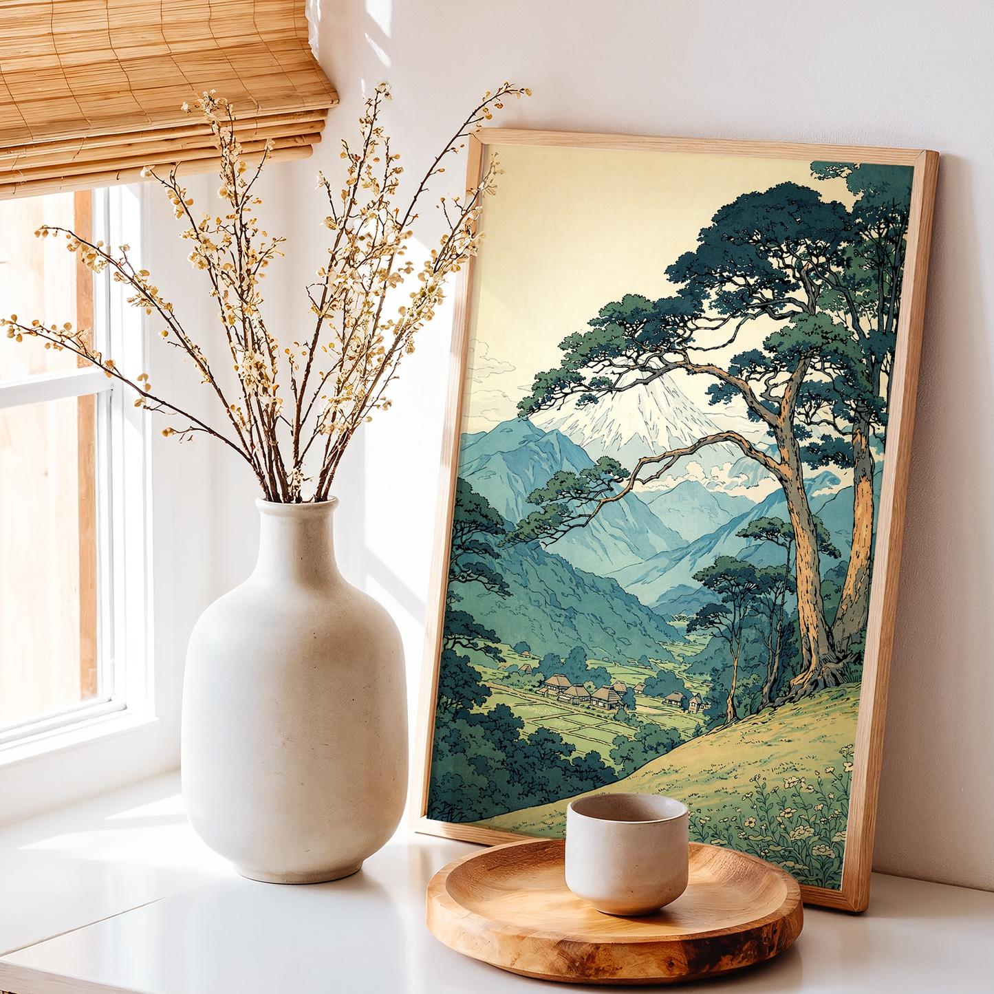 Serene Mountain Landscape | Vintage Nature Scenic Wall Art Decor