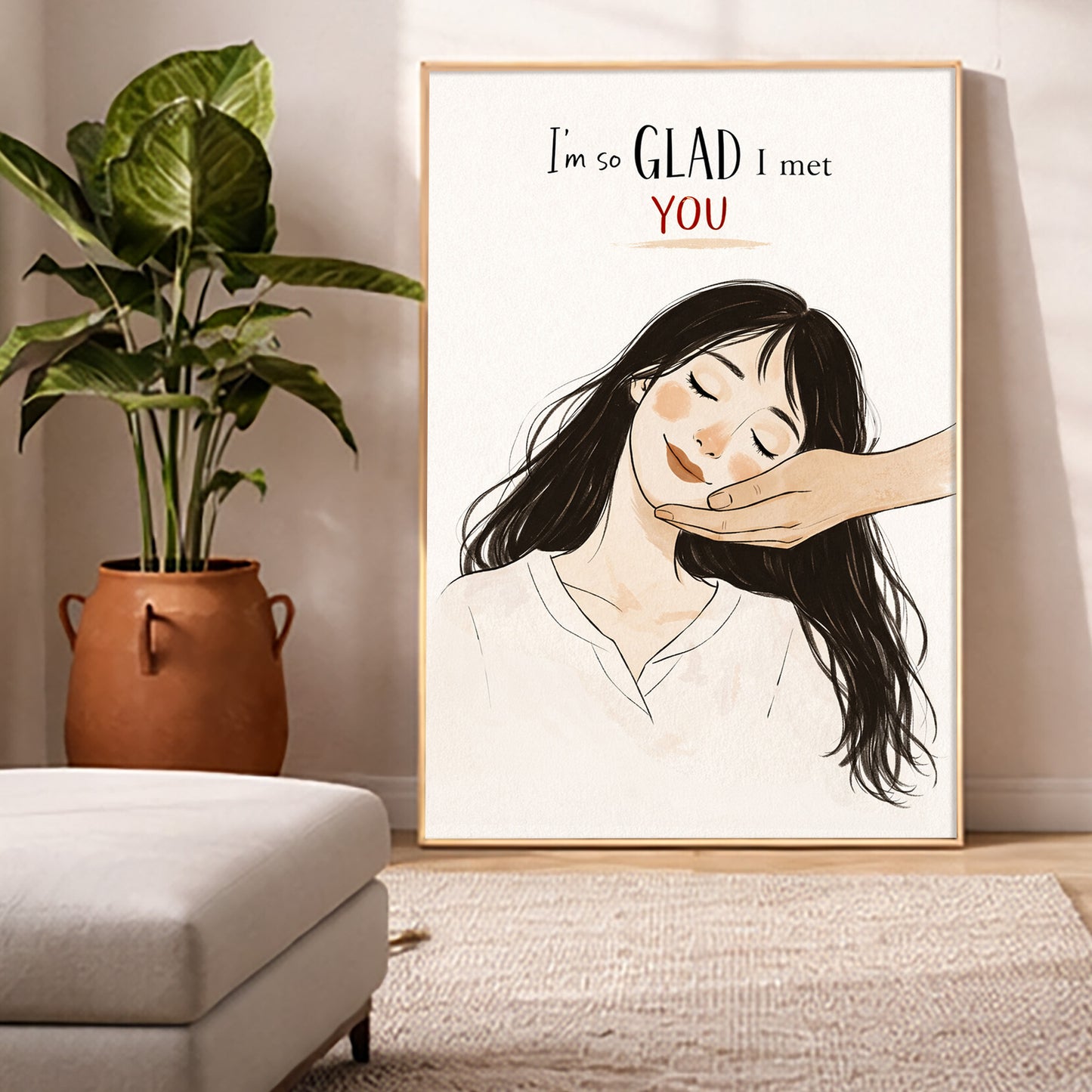 I’m So GLAD I Met You Wall Art | Romantic Love Quote Print | Minimal Wall Art