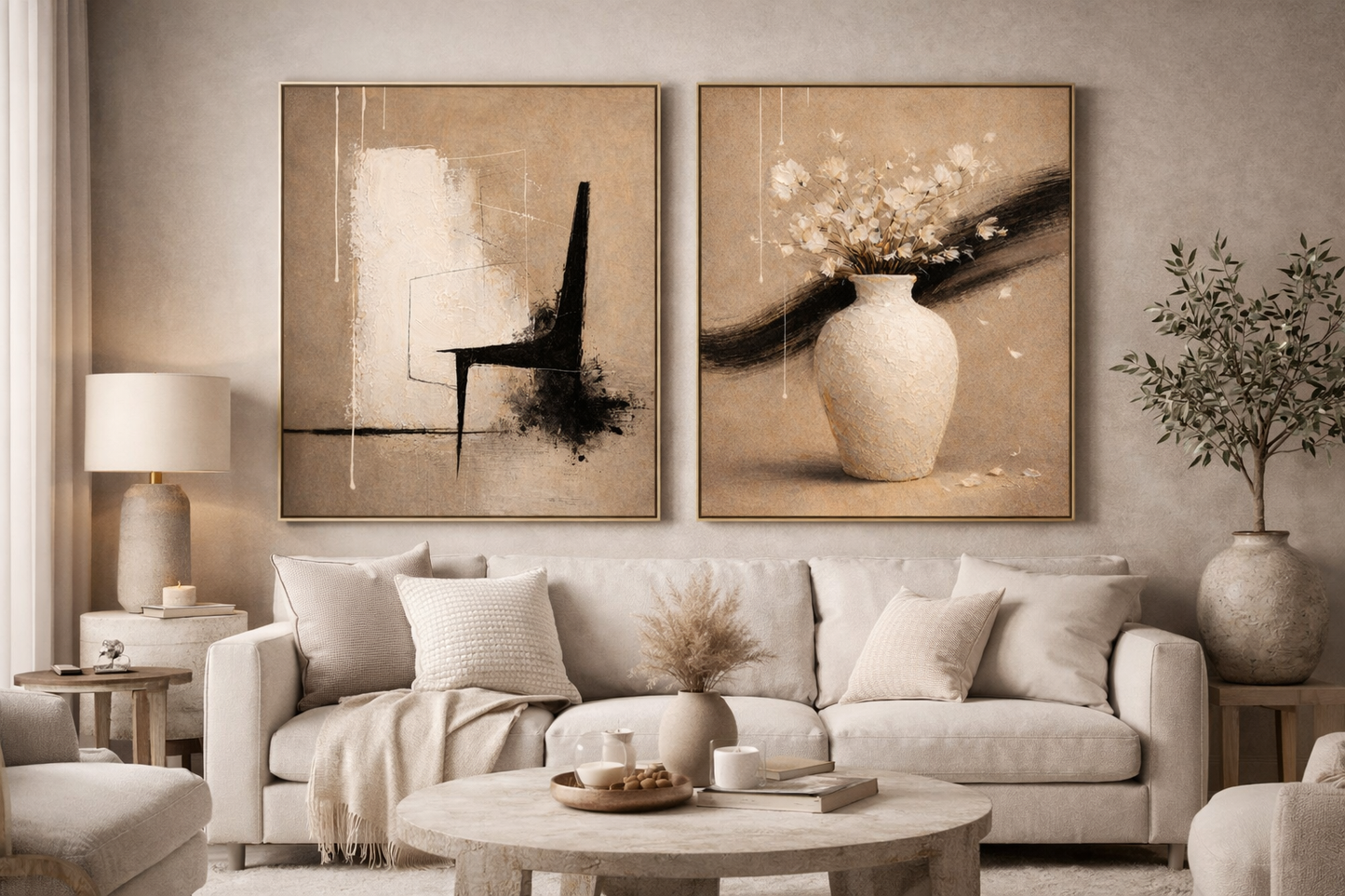 Architectural Silence Set of 2 Printable | Neutral Abstract Wall Art | Minimal Modern Decor