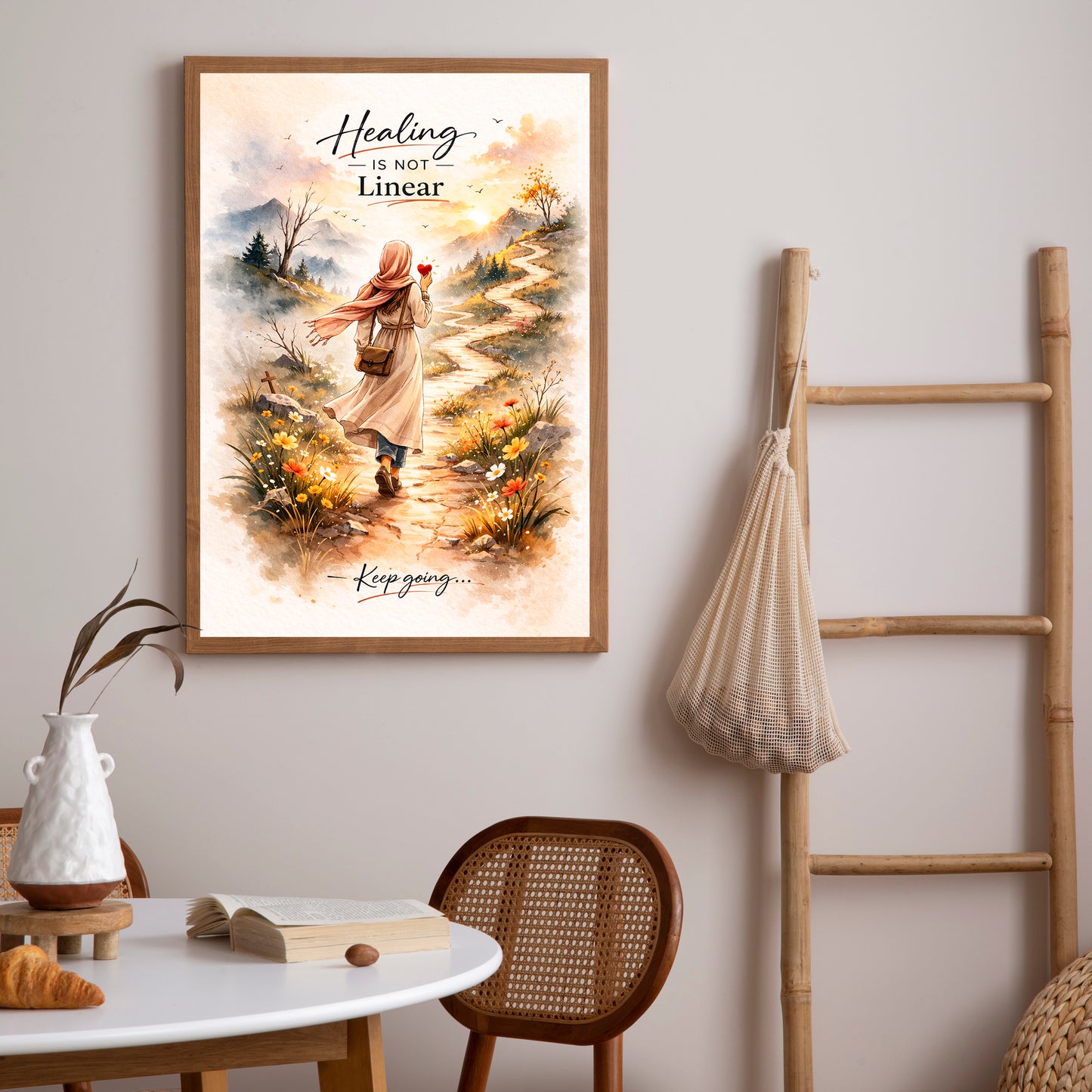 Healing Is Not Linear Wall Art Calm Neutral Decor, Encouragement Gift