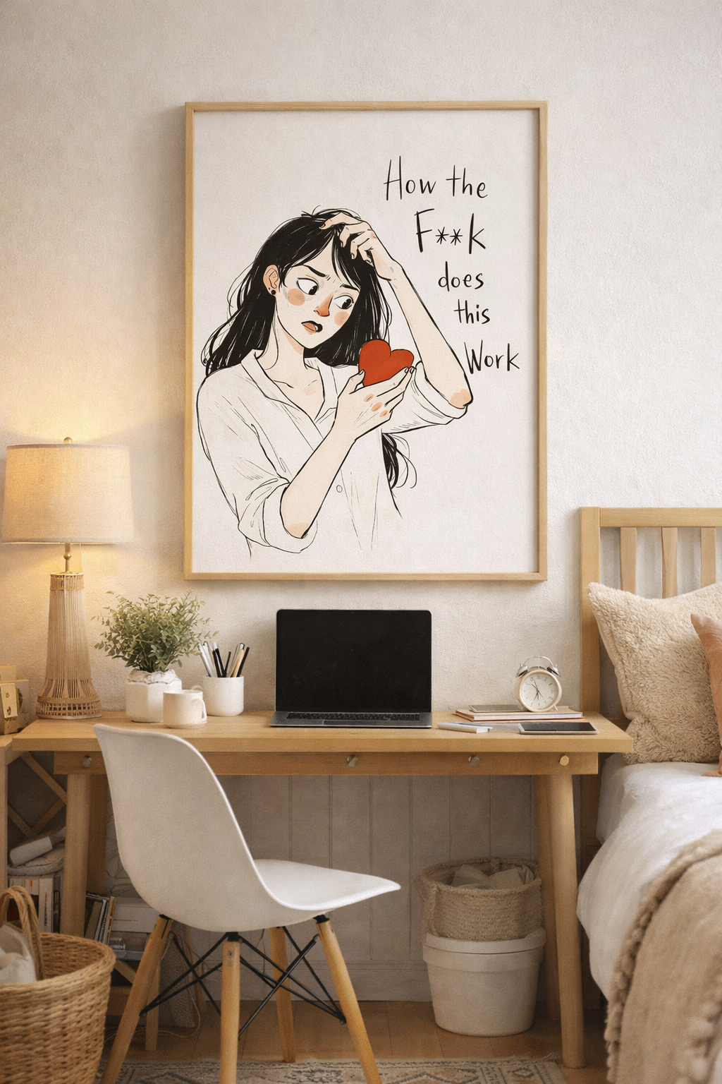 How The Fk Does This Work Wall Art | Funny Love Poster | Relationship Humor Poster