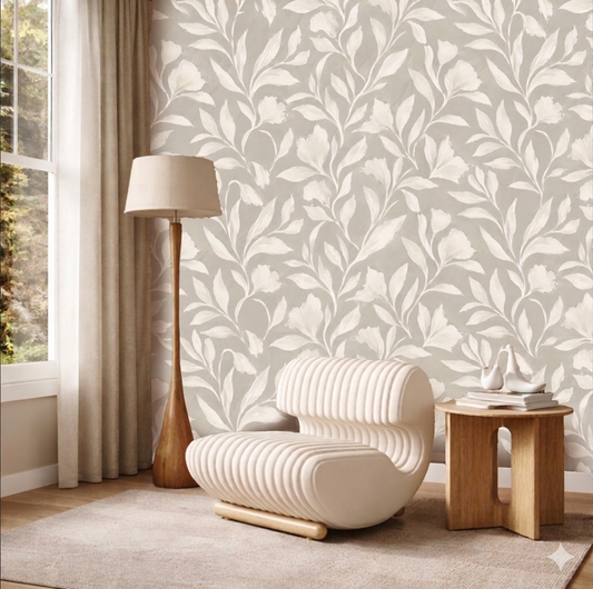 Ivory Meadow Wallpaper – Luxury Neutral Floral Wall Mural