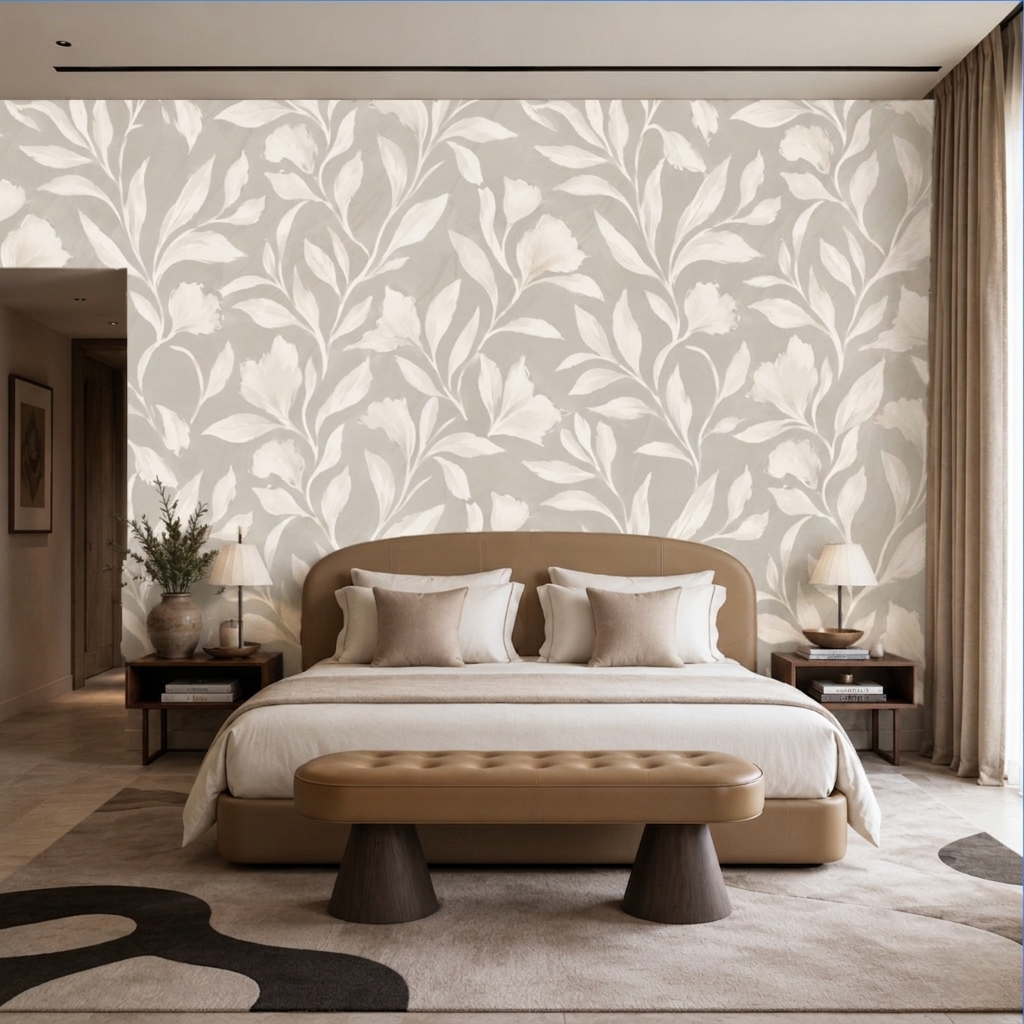 Ivory Meadow Wallpaper – Luxury Neutral Floral Wall Mural