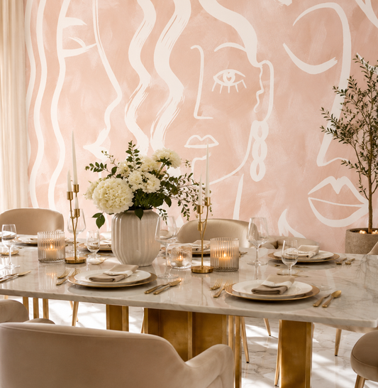 Expressive Strokes: Blush Muse Wallpaper Mural