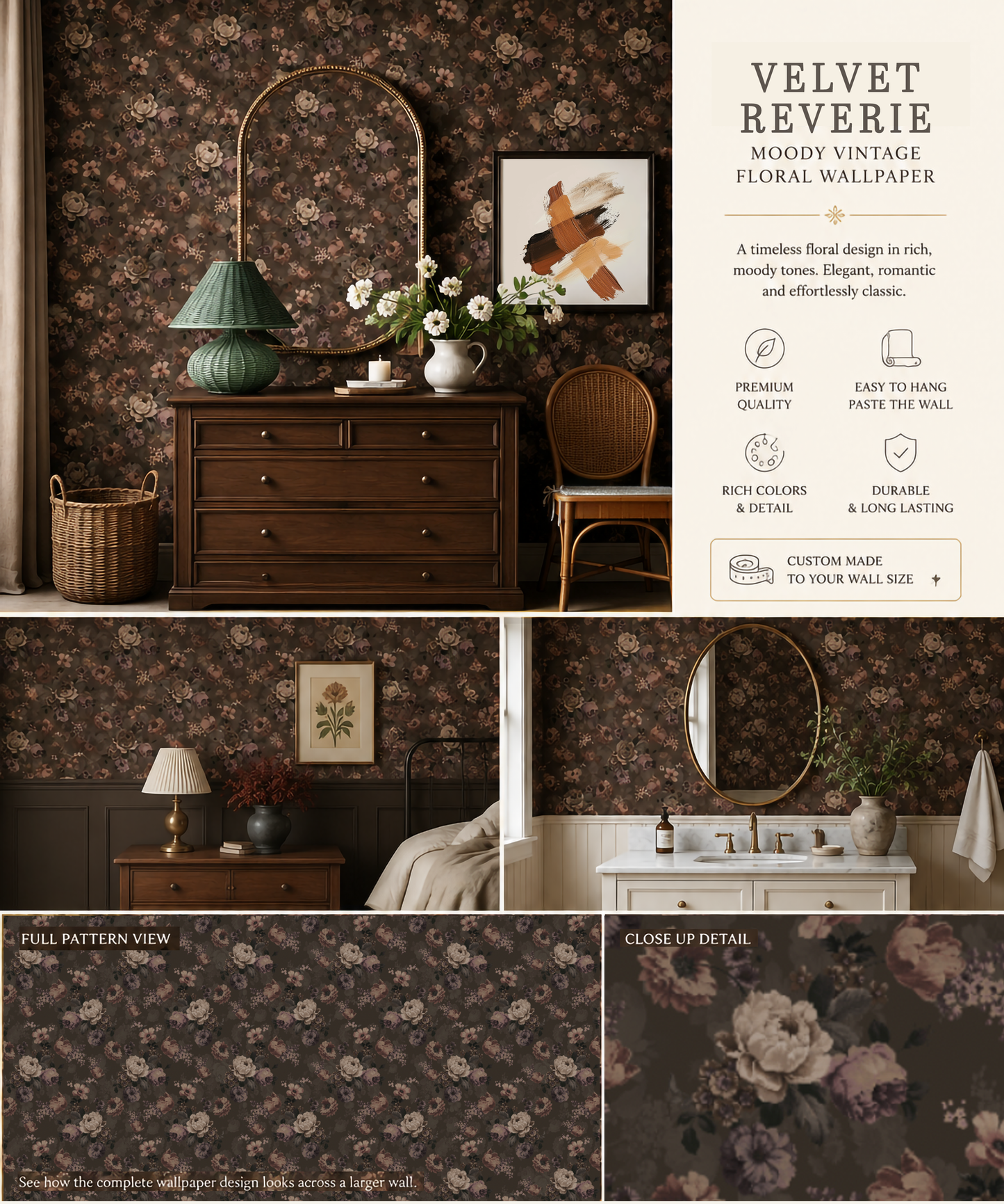 Velvet Reverie – Moody Vintage Floral Wallpaper