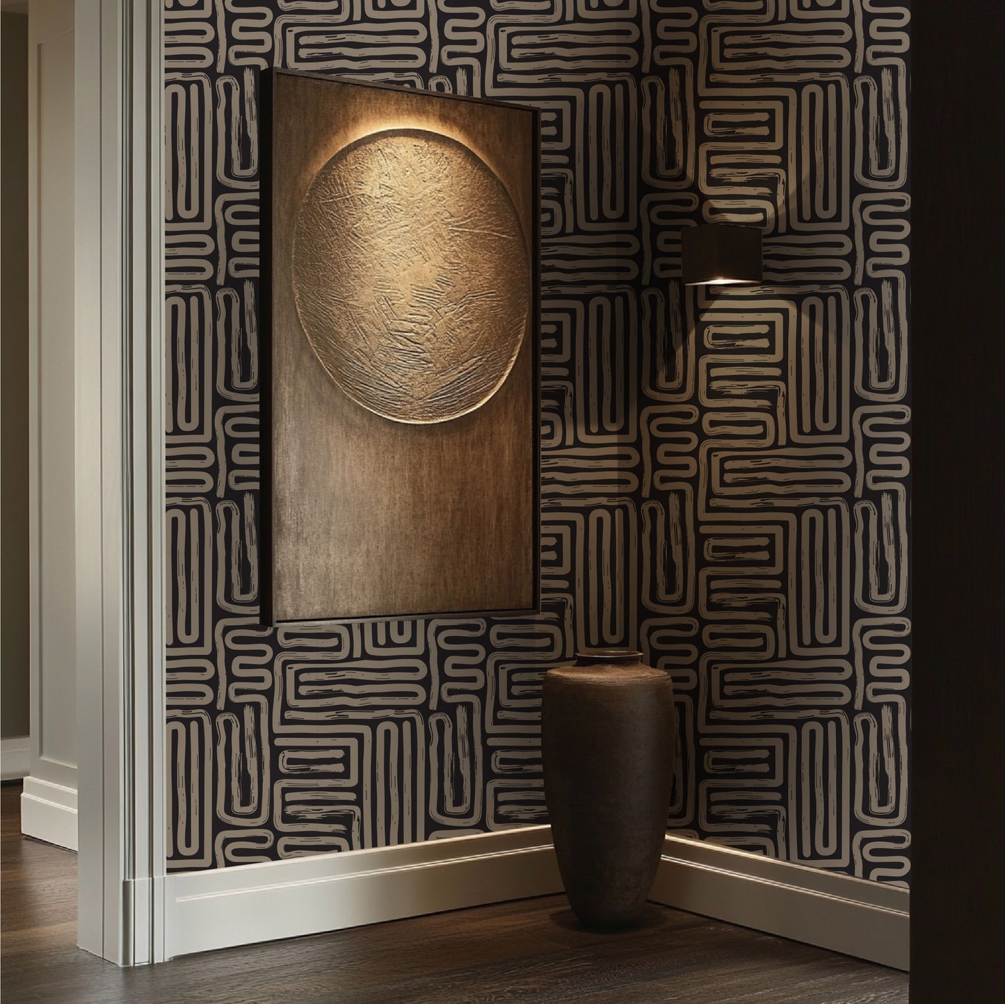 Woven Paths – Hand-Drawn Geometric Wallpaper