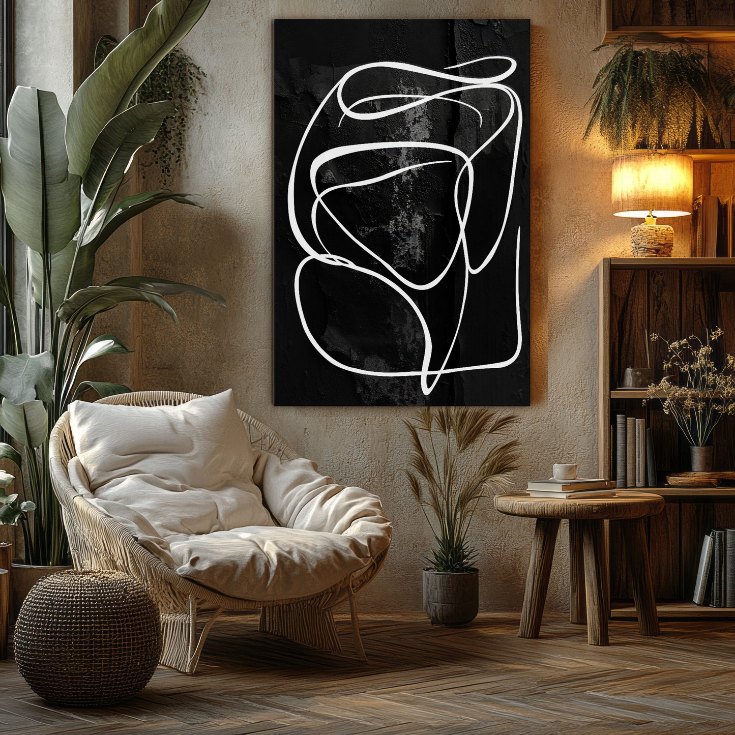 Midnight Lines – Black & White Abstract Wall Art