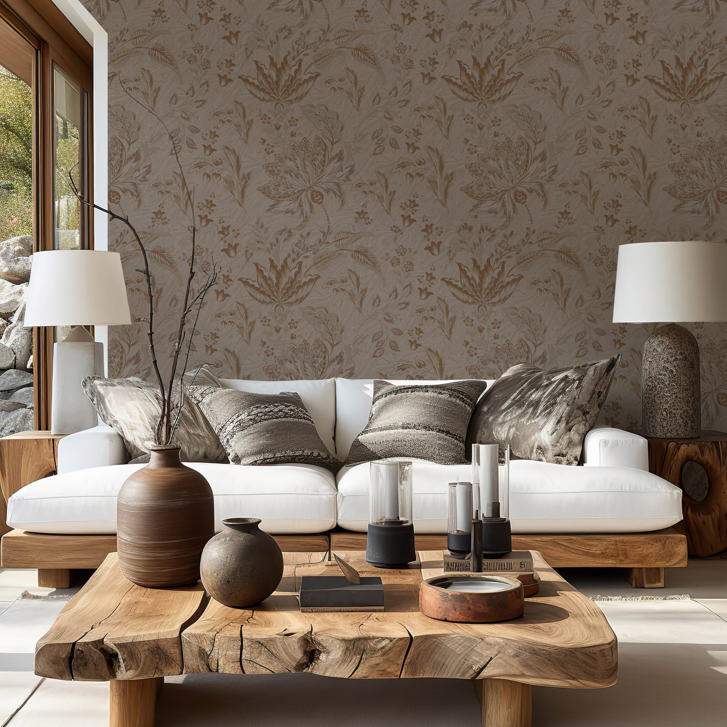 Vintage Floral Wallpaper – Neutral Botanical Peel & Stick