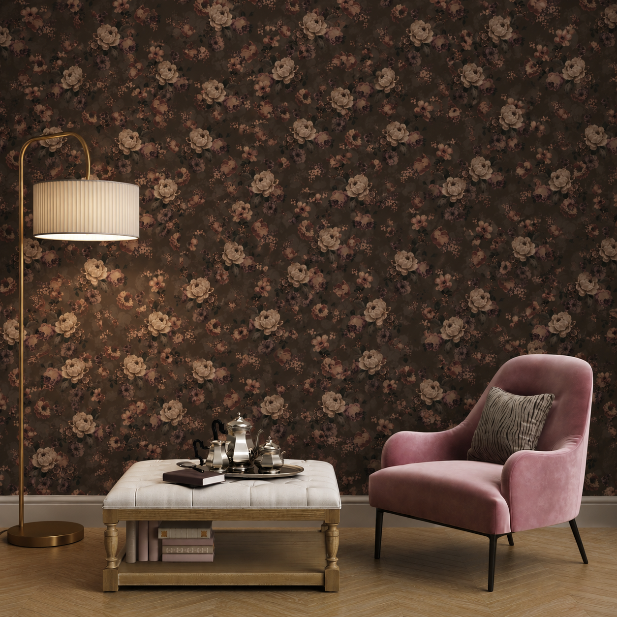 Velvet Reverie – Moody Vintage Floral Wallpaper
