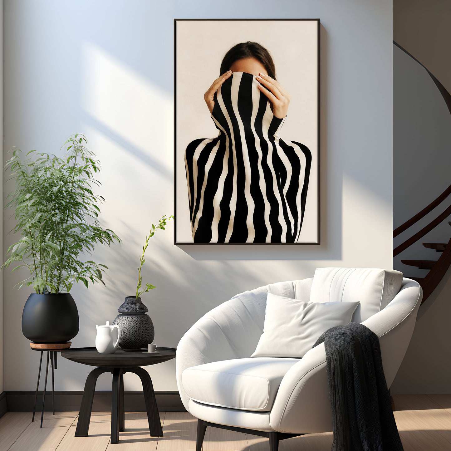 Modern woman wall art, black and white, figurative prints