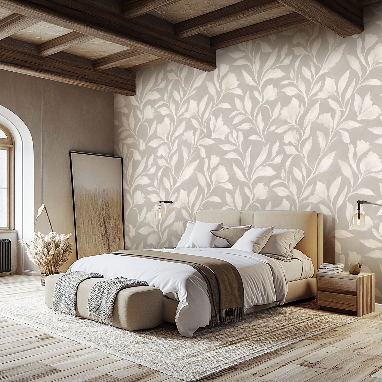 Ivory Meadow Wallpaper – Luxury Neutral Floral Wall Mural