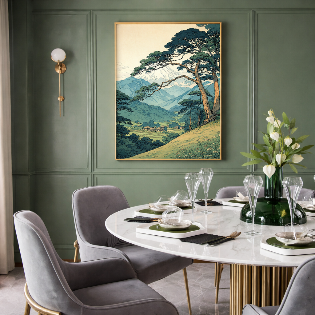 Serene Mountain Landscape | Vintage Nature Scenic Wall Art Decor