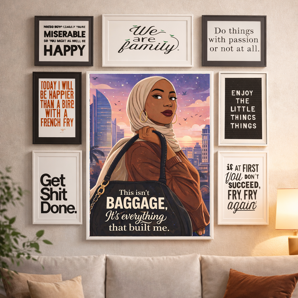 This Isn’t Baggage Quote Poster/ Canvas, Bold Feminine Muslim Woman Art