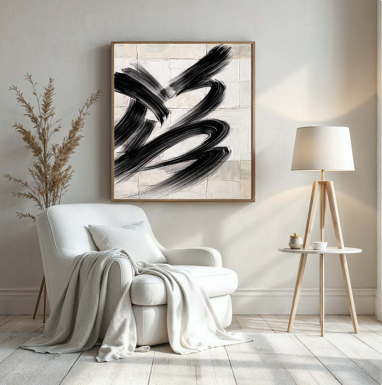 Ivory Flow Triptych Wall Art | Neutral Abstract Set of 3 | Modern Decor, Neutral Black & Beige Abstract