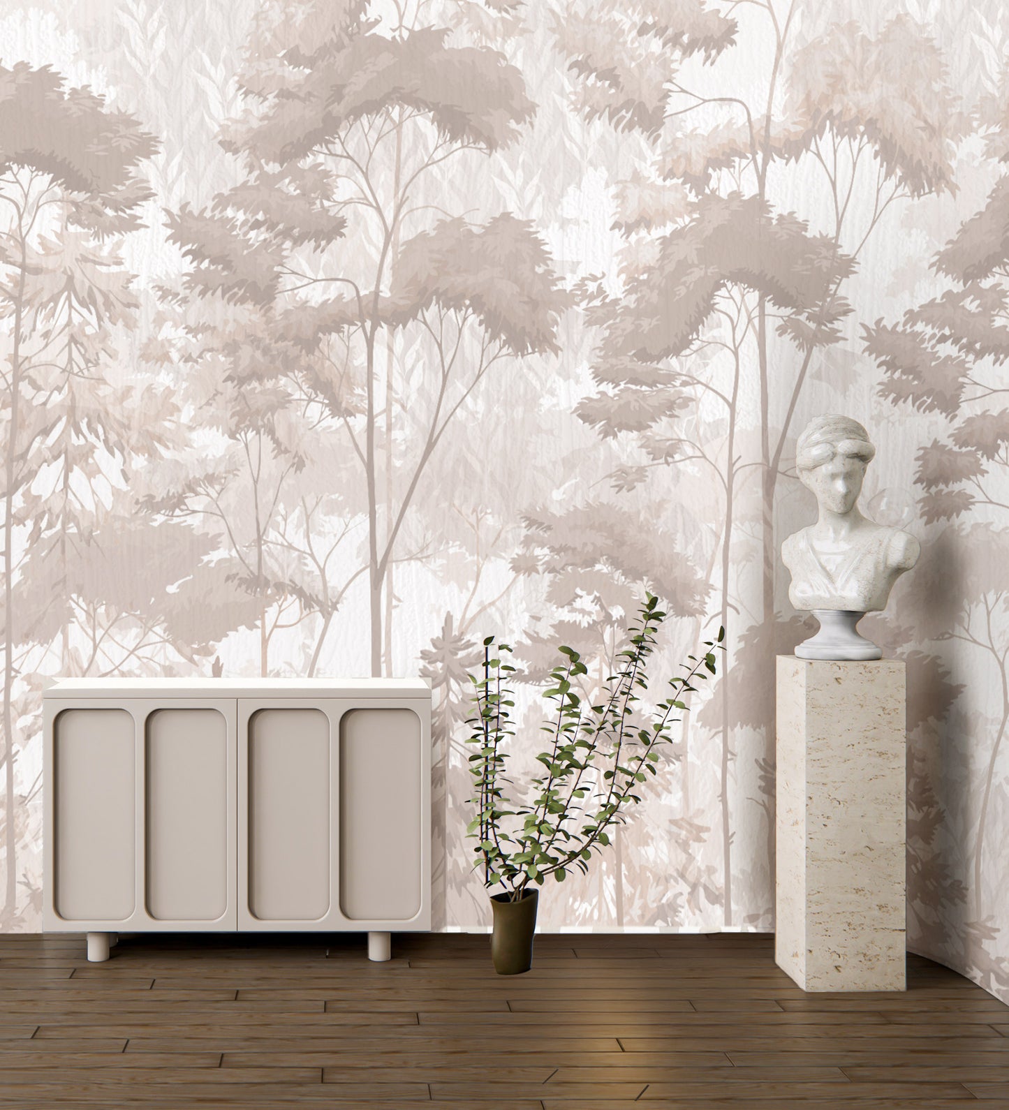 Whispering Canopy – Neutral Botanical Wallpaper