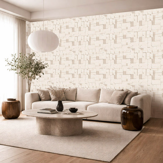 Architectural Stone – Beige Plaster Look Wallpaper