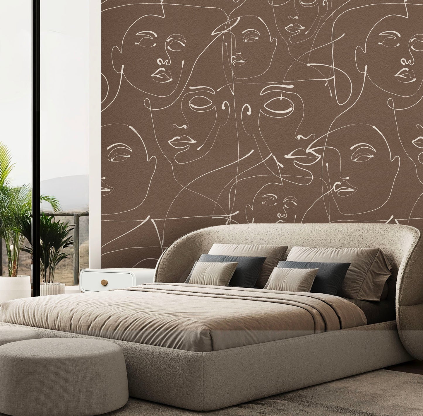 Abstract Brown Face Art Wallpaper