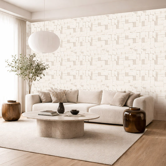Architectural Stone – Beige Textured Plaster Look Wallpaper