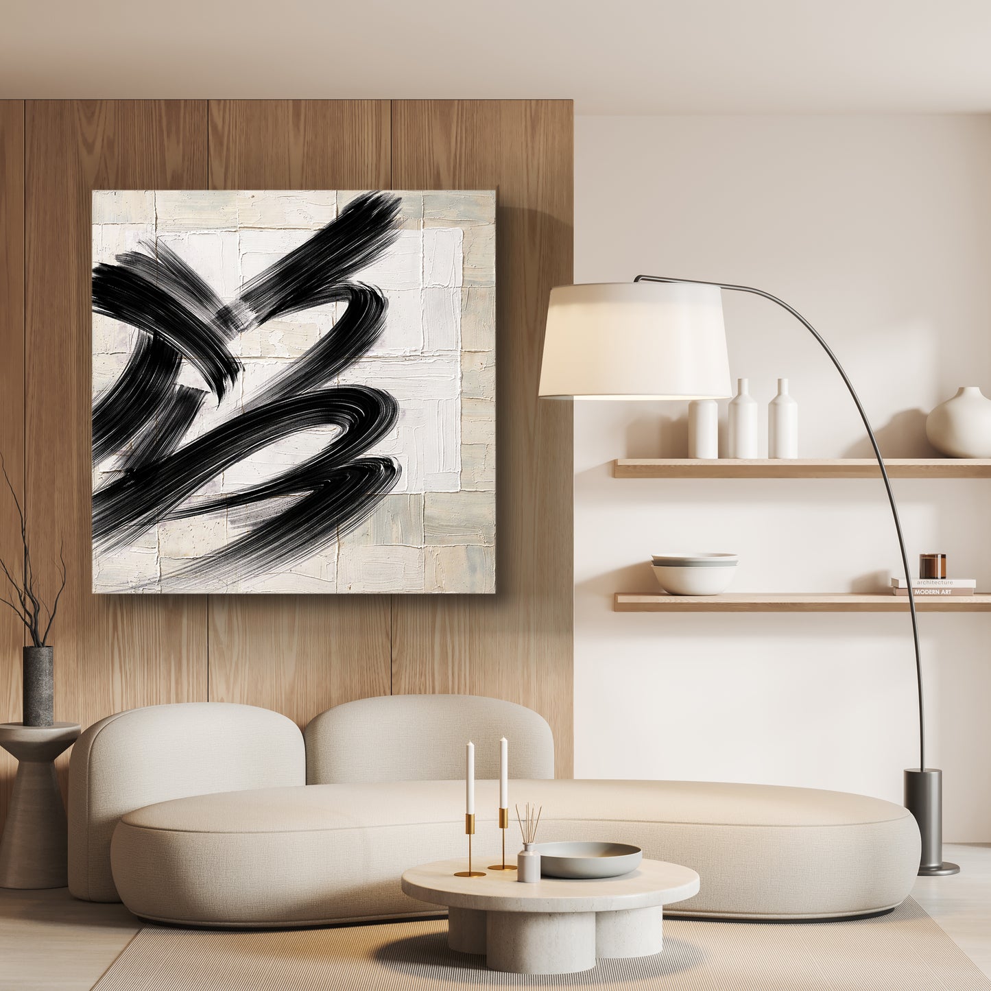 Ivory Flow Triptych Wall Art | Neutral Abstract Set of 3 | Modern Decor, Neutral Black & Beige Abstract