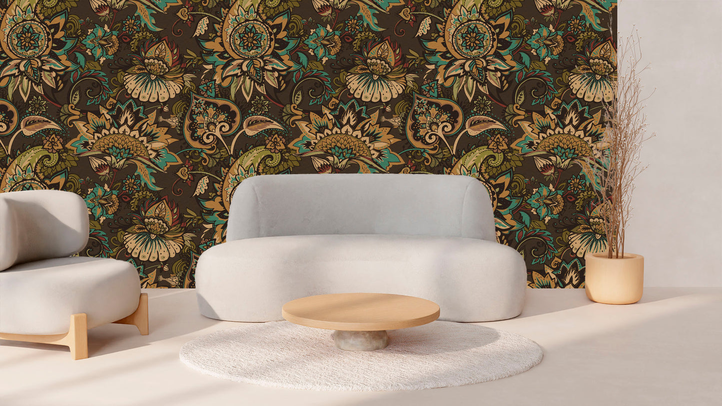 Rustic Blooms Floral Wallpaper