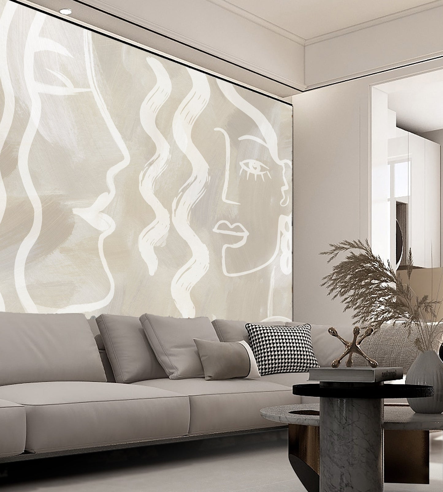 Expressive Strokes – Luxury Abstract Line Art Wallpaper Mural