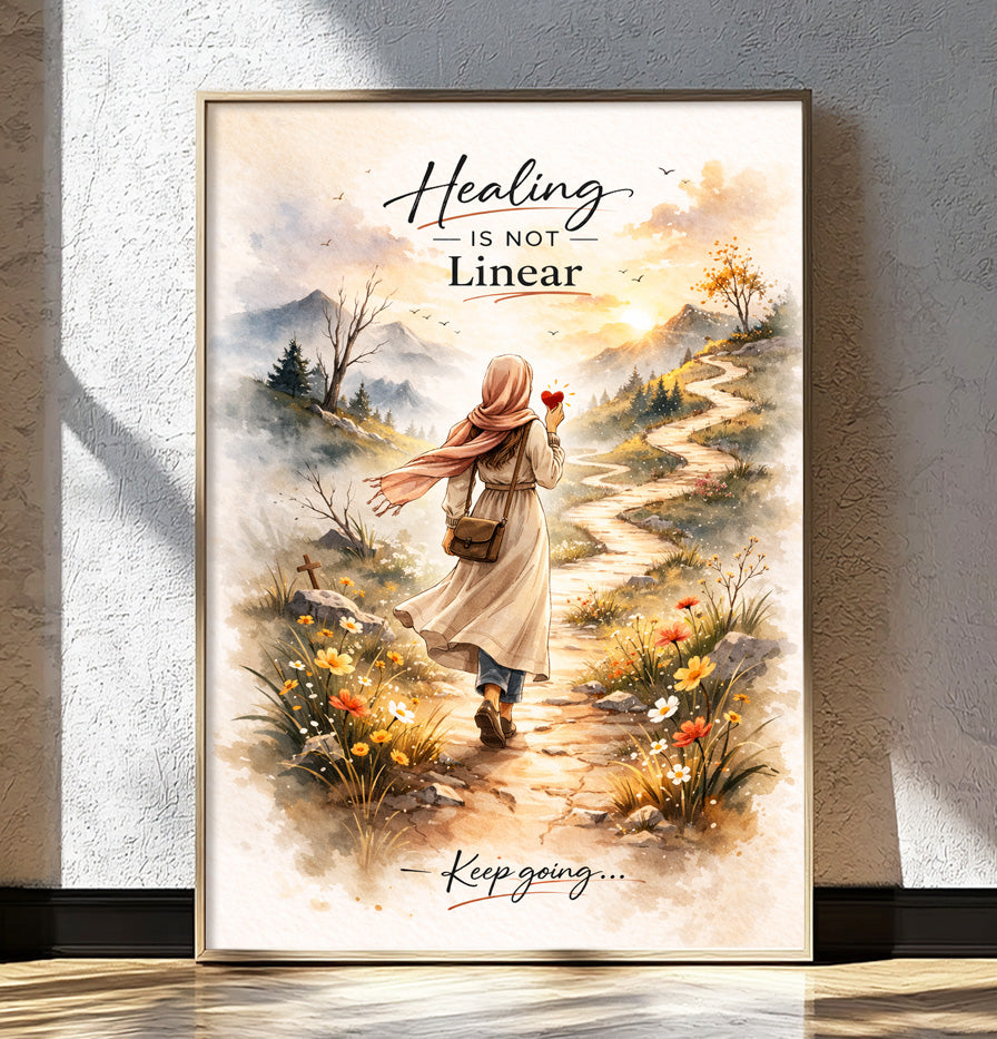 Healing Is Not Linear Wall Art Calm Neutral Decor, Encouragement Gift