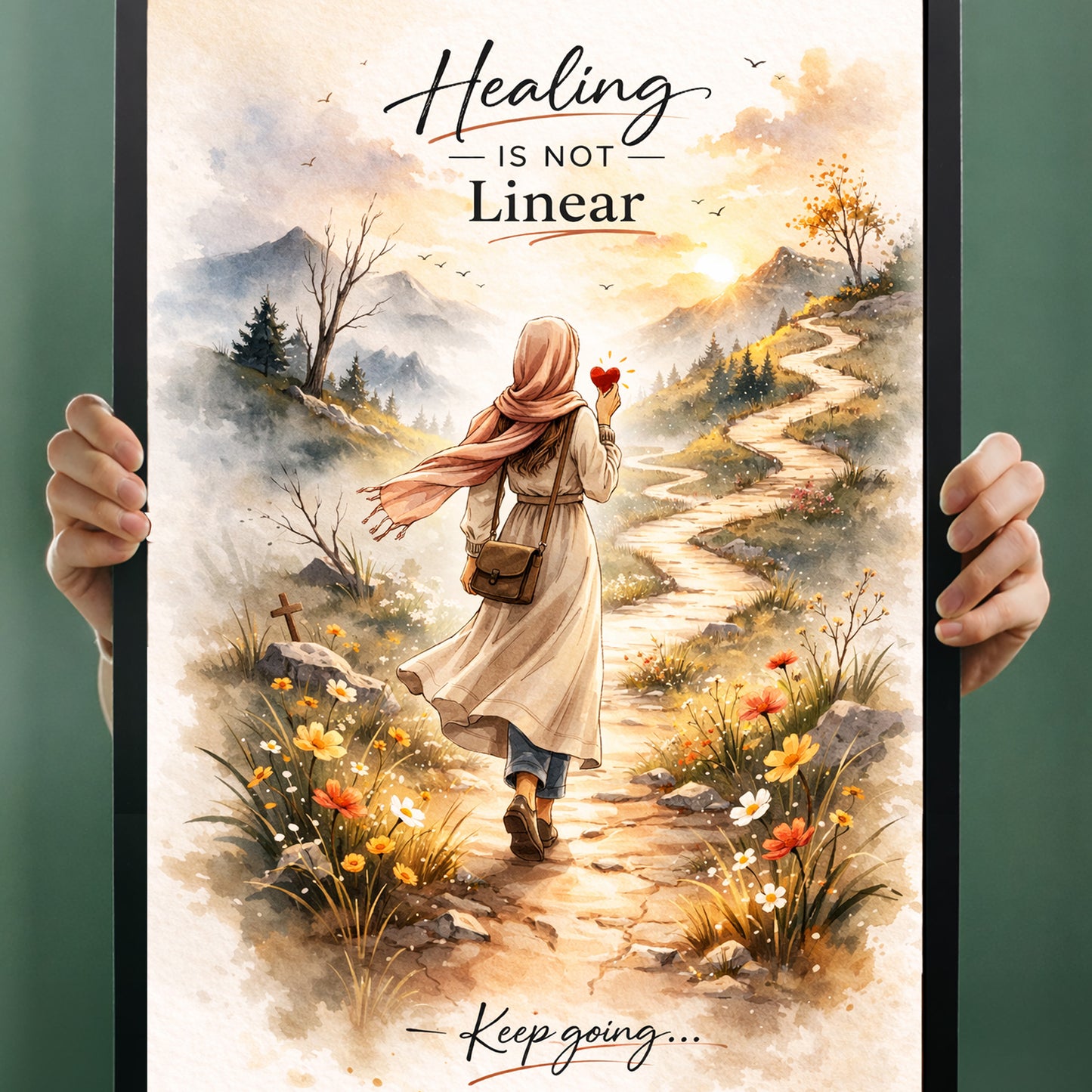 Healing Is Not Linear Wall Art Calm Neutral Decor, Encouragement Gift