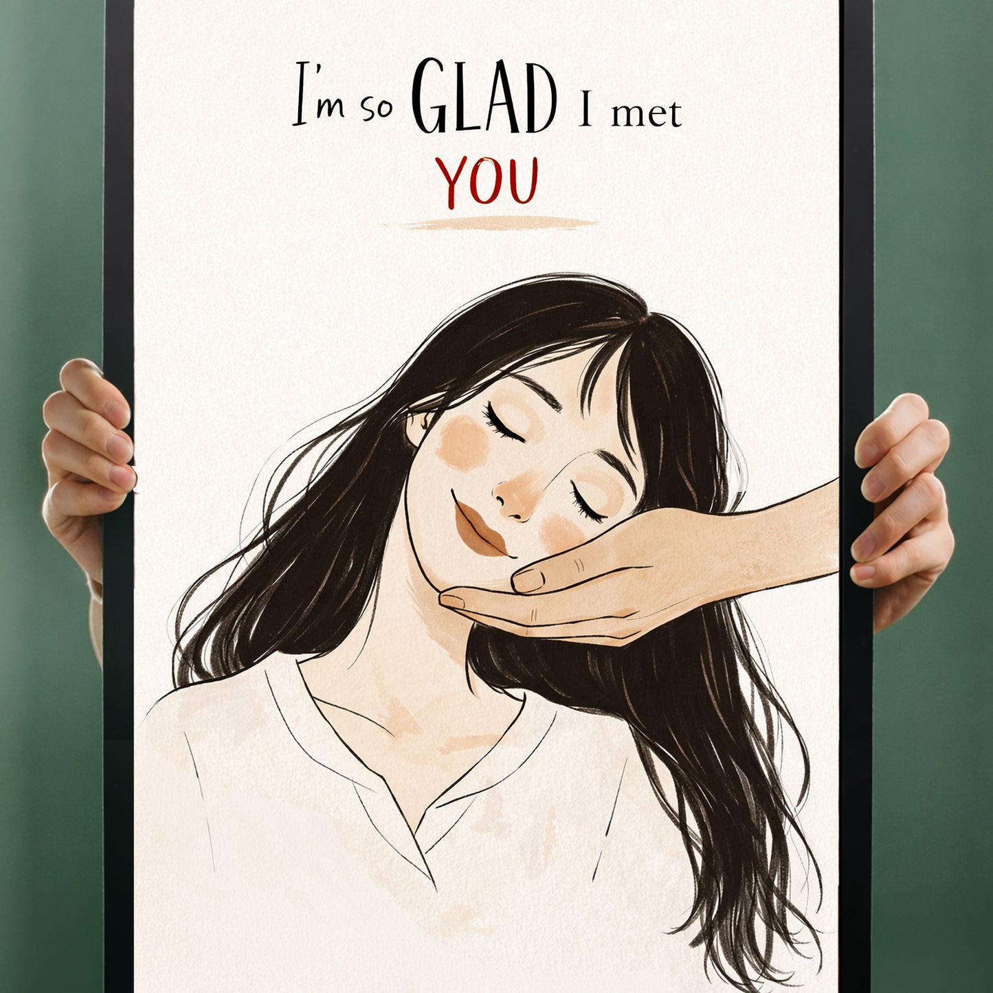 I’m So GLAD I Met You Wall Art | Romantic Love Quote Print | Minimal Wall Art