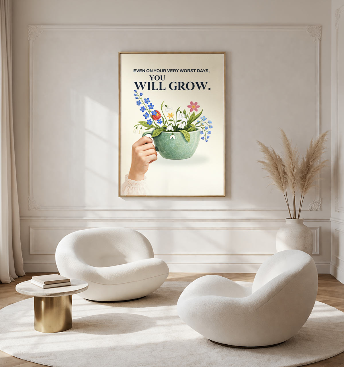 Even on Your Worst Days You Will Grow Quote, Floral Inspirational Gift