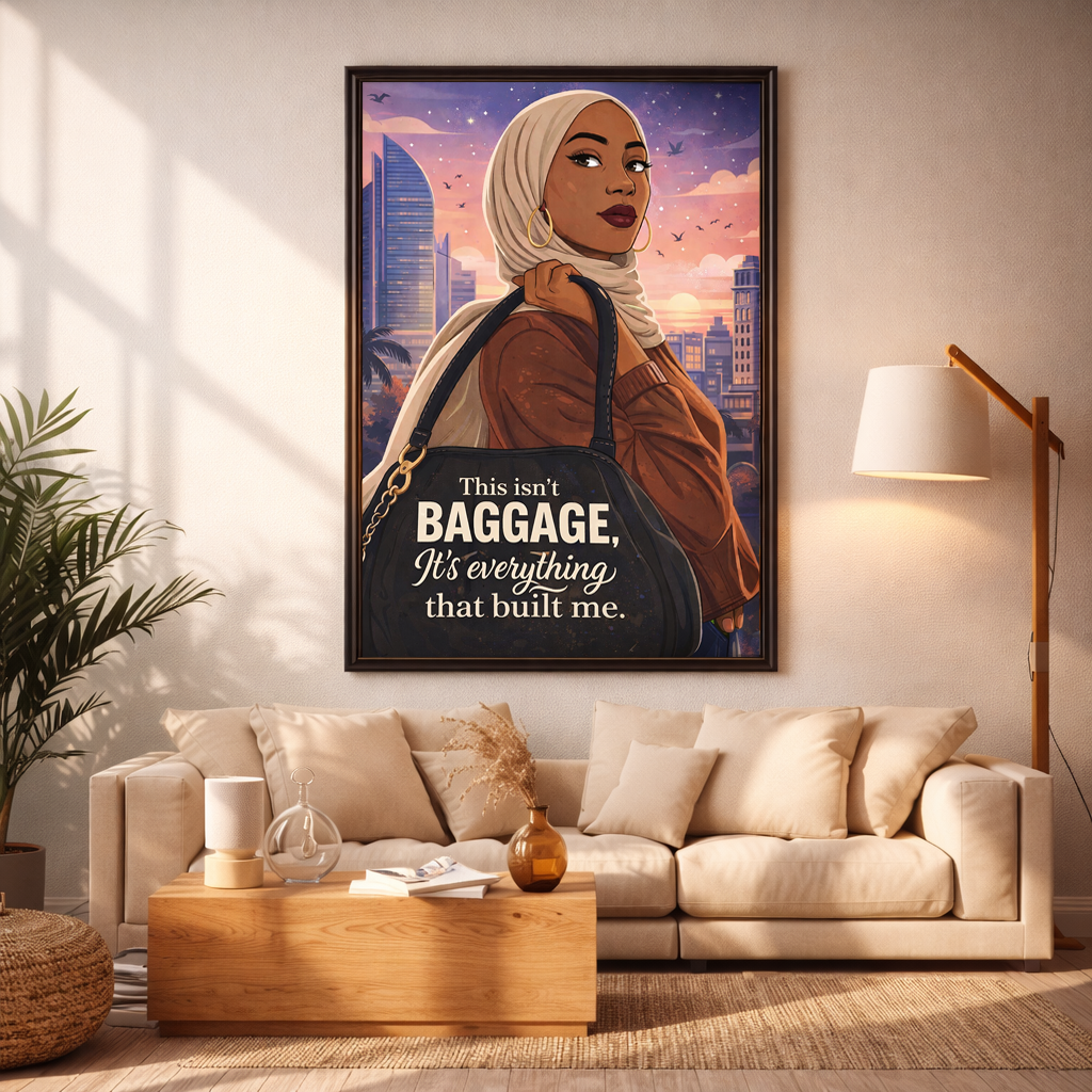 This Isn’t Baggage Quote Poster/ Canvas, Bold Feminine Muslim Woman Art