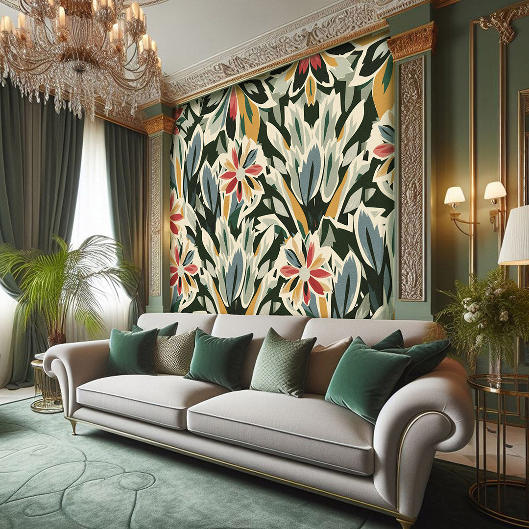 Marigold Muse – Retro Botanical Wallpaper Mural