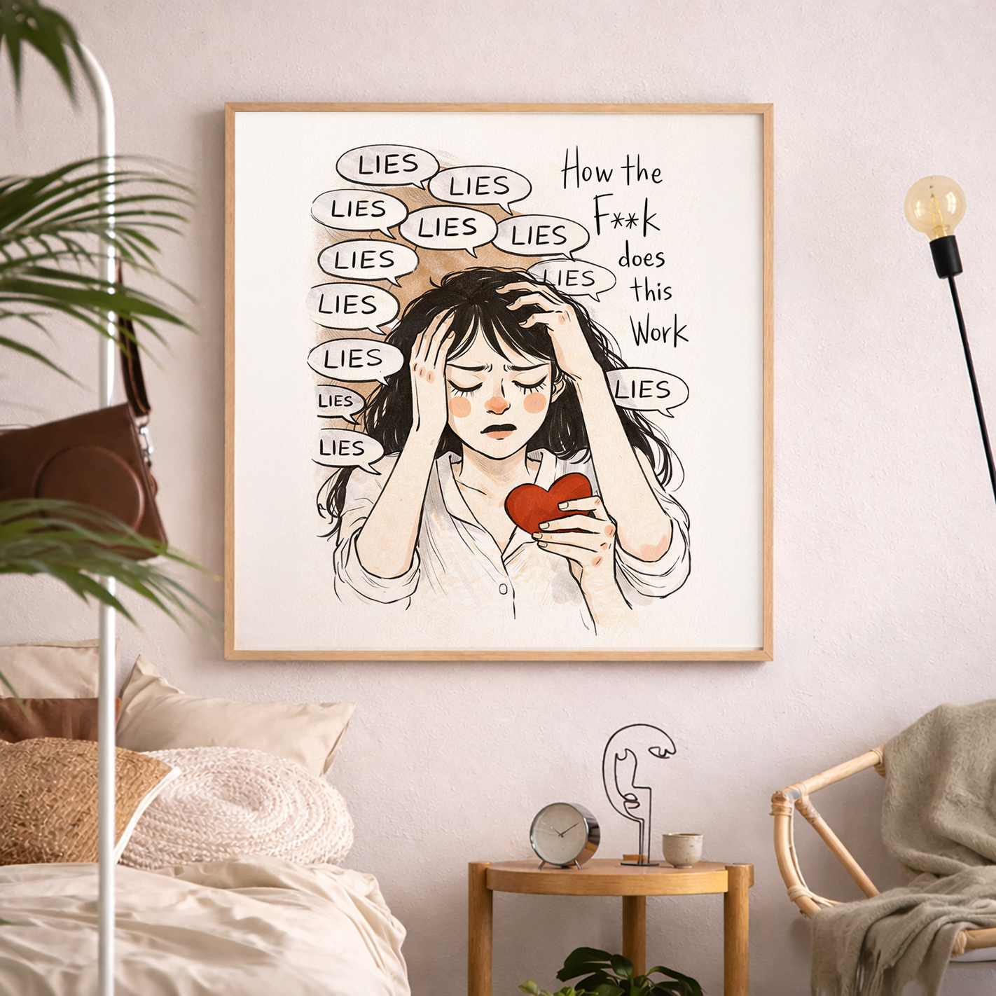 Lies Relationship Art | Toxic Love Print | Dark Humor Wall Art