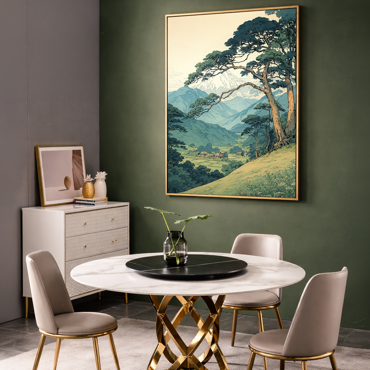 Serene Mountain Landscape | Vintage Nature Scenic Wall Art Decor