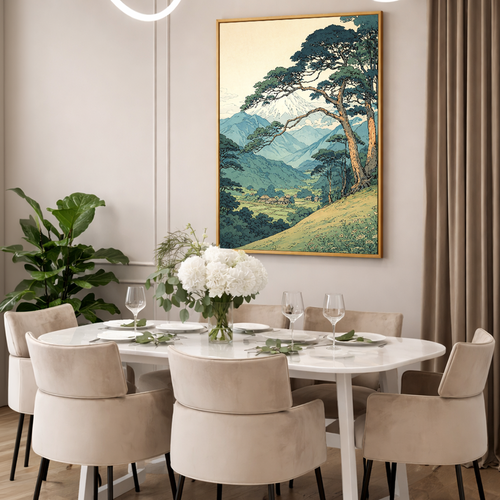 Serene Mountain Landscape | Vintage Nature Scenic Wall Art Decor