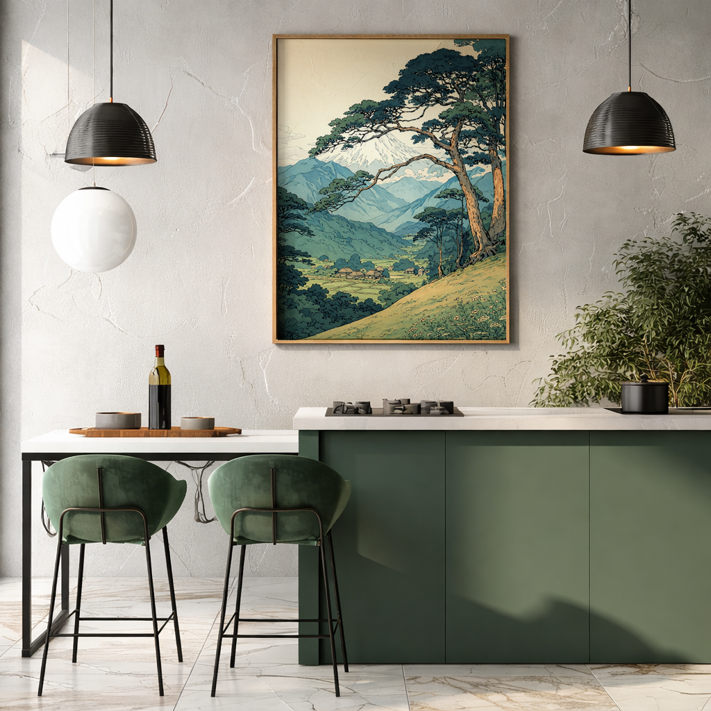 Serene Mountain Landscape | Vintage Nature Scenic Wall Art Decor