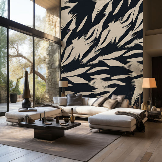 Wings of Freedom – Luxury Abstract Black & Beige Wallpaper Mural