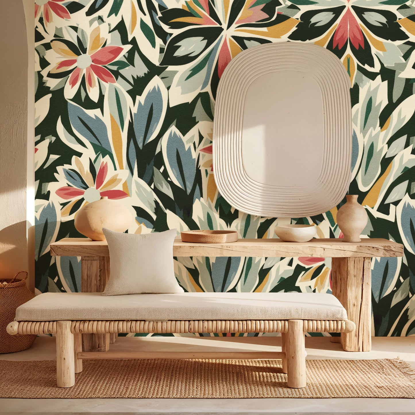 Marigold Muse – Retro Botanical Wallpaper Mural
