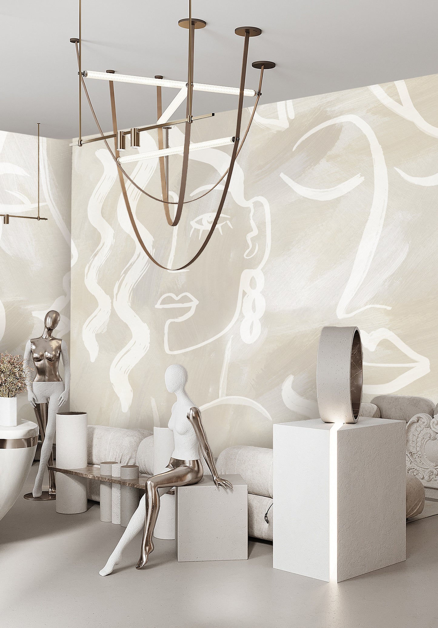 Expressive Strokes – Luxury Abstract Line Art Wallpaper Mural